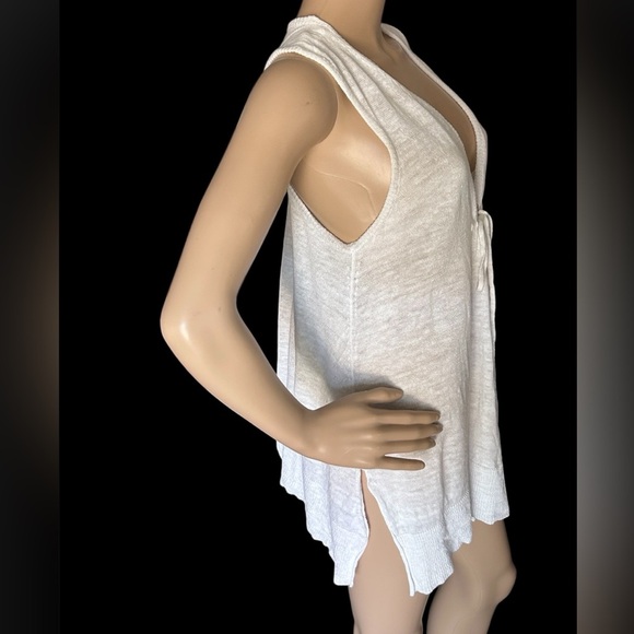 Eileen Fisher 100% Linen Tie Front Tunic Lagenlook Coastal Quiet luxury Women PM - Picture 4 of 9